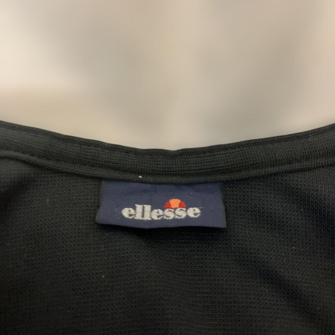 ELLESSE ジャージセットアップ ブラック パンツバックロゴ刺繍レディースＭ