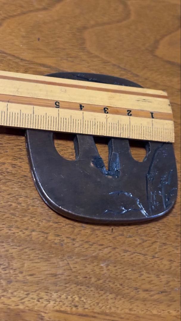 武具　刀装具　刀鍔在名　銅　 時代物　骨董