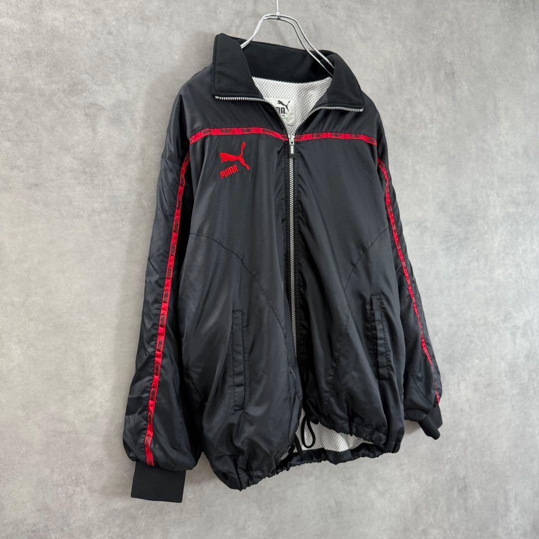 90s PUMAトラックジャケット パンツ 上下セット ブラック×レッド S〜M