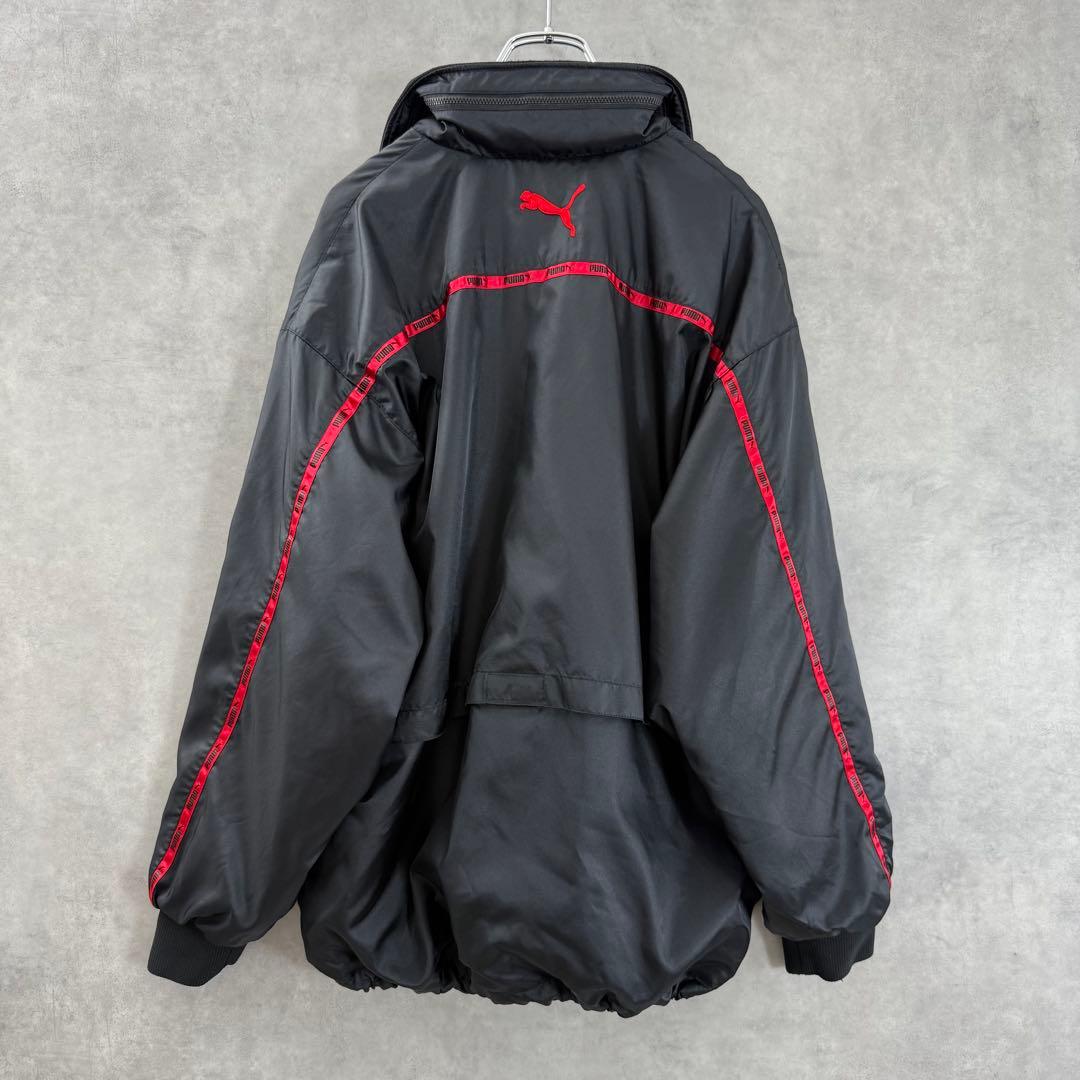 90s PUMAトラックジャケット パンツ 上下セット ブラック×レッド S〜M