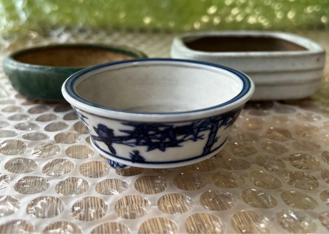 高雄香葉　盆栽鉢　小品　3個セット　レトロ　(A6)