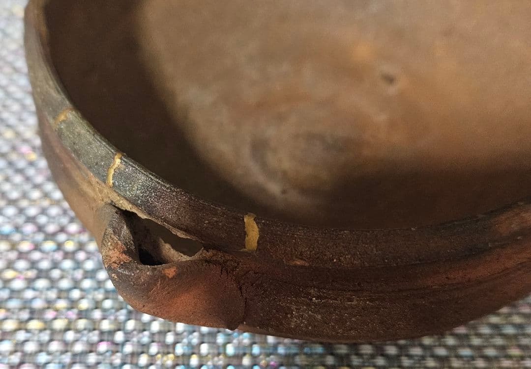 室町〜江戸初期　古備前　片口　酒次　 片口茶碗　伝世時代箱　最大径13.9cm