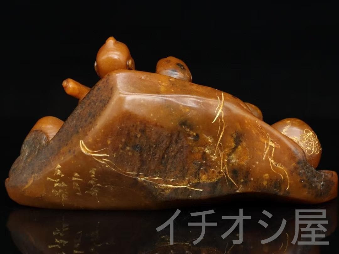 旧蔵珍品 石如刻 丁亥年銘 田黄石彫刻 人物印章材 蘿蔔紋 書道 篆刻 文房置物