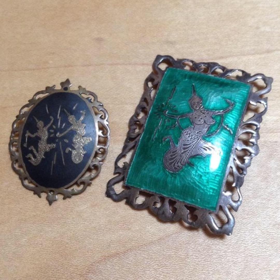 【アンティーク】七宝ブローチ アンティークシルバー使用