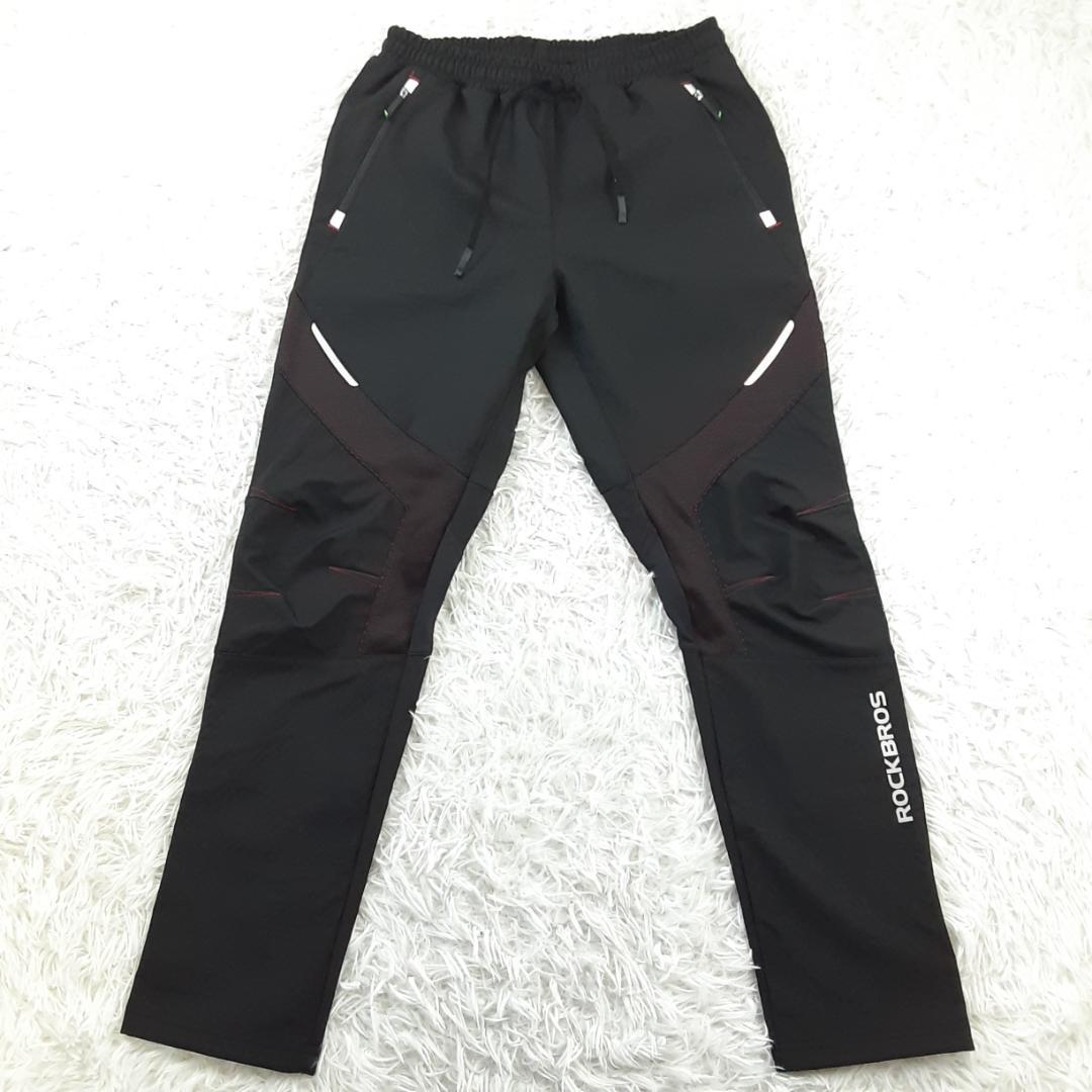 美品◎ROCKBROS ロックブロス サイクルジャージセットアップ 黒 防風防寒