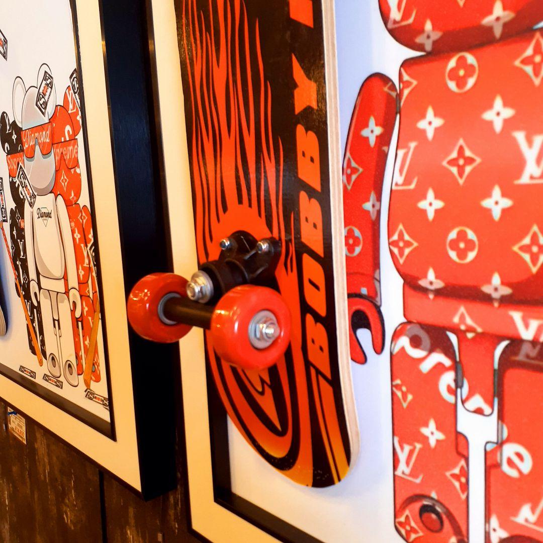 スケボーフィギア付　Louis Vuitton　Supreme　3Dアートパネル