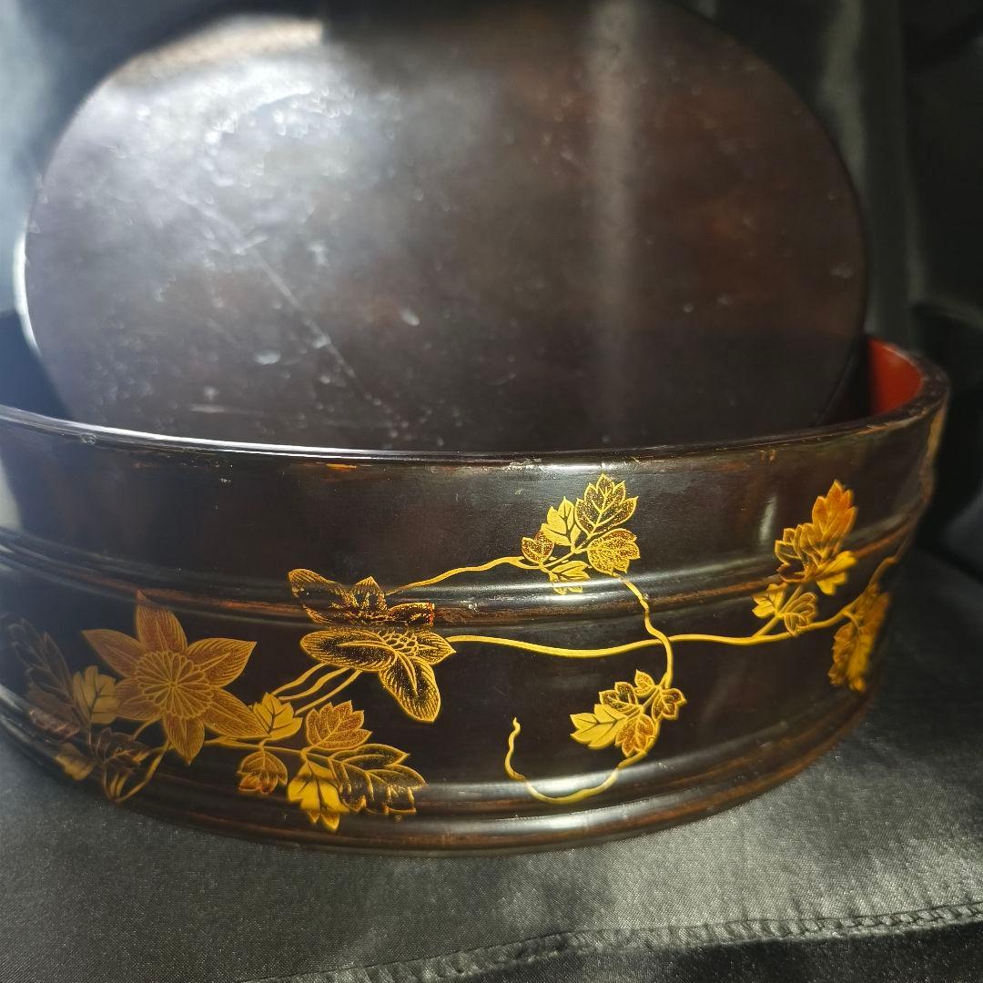 茶道具 桃山期蒔絵洗桶 煎茶茶櫃 木製漆器 骨董 時代物 桐箱入り 蒐集家蔵出し