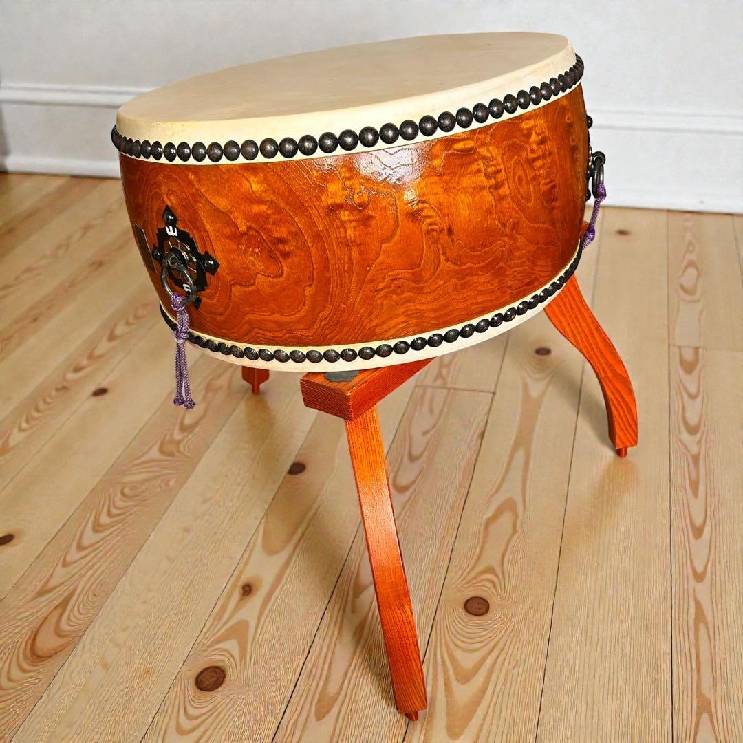 美品✨台座付き・バチ6本セット❣️三崎屋太鼓店 本格和太鼓 太鼓 和楽器 40cm