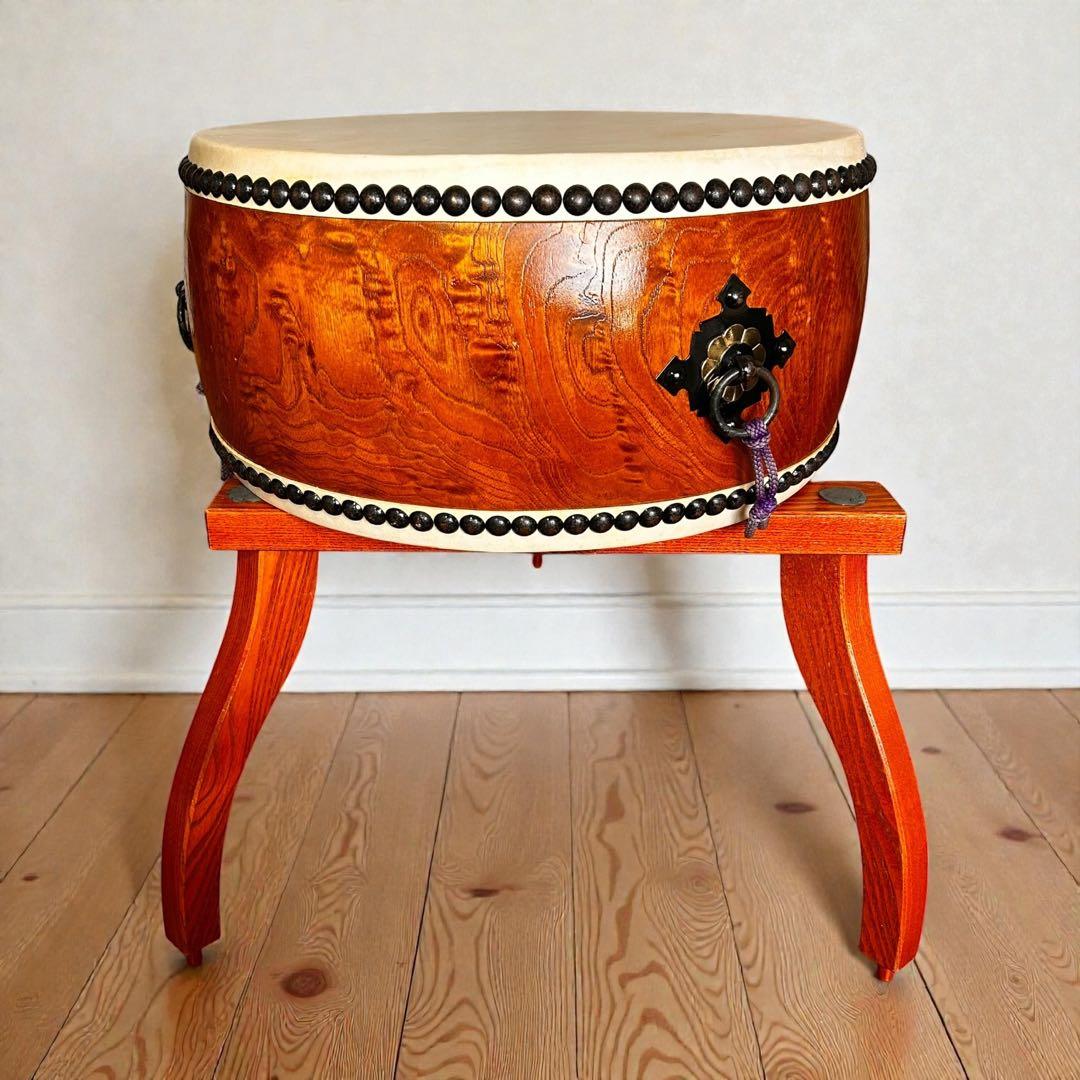 美品✨台座付き・バチ6本セット❣️三崎屋太鼓店 本格和太鼓 太鼓 和楽器 40cm