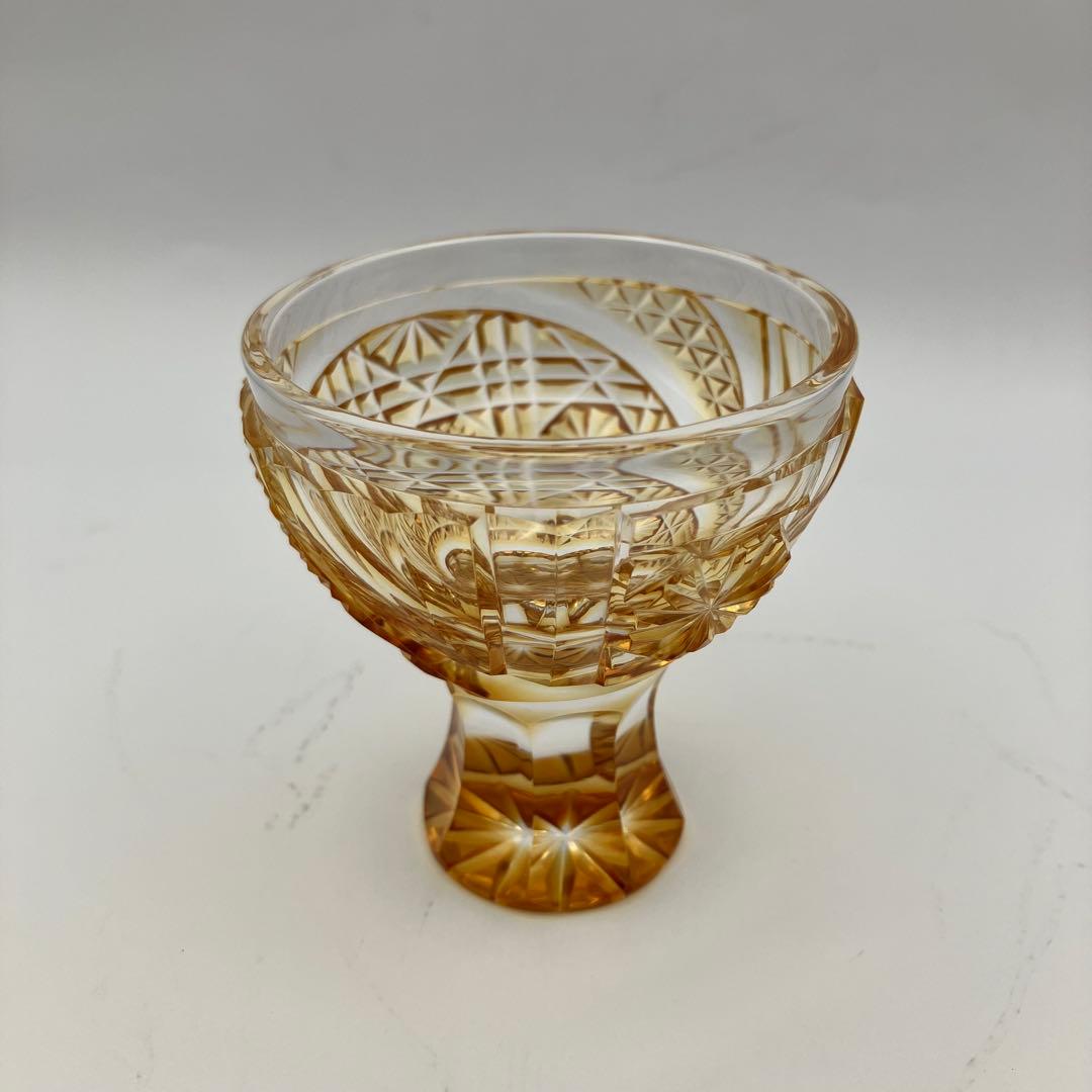 【だいしん様】薩摩切子 ロックグラス 馬上杯「太陽とともに」ゴールド 頌峰(しょ