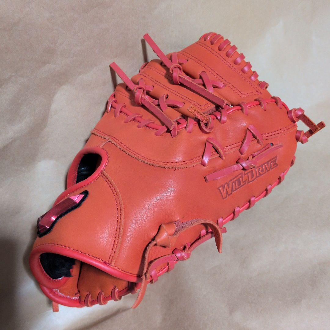 ミズノ:野球:ファーストミッ: 軟式用: :右投げ:大人用:オレンジ