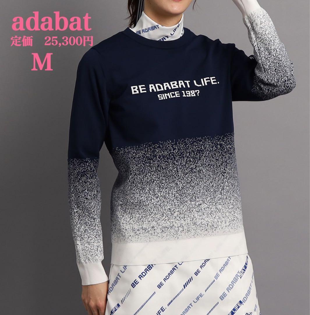 新品【adabat】アダバット　洗える　ロゴデザイン クルーネックセーター　Ｍ