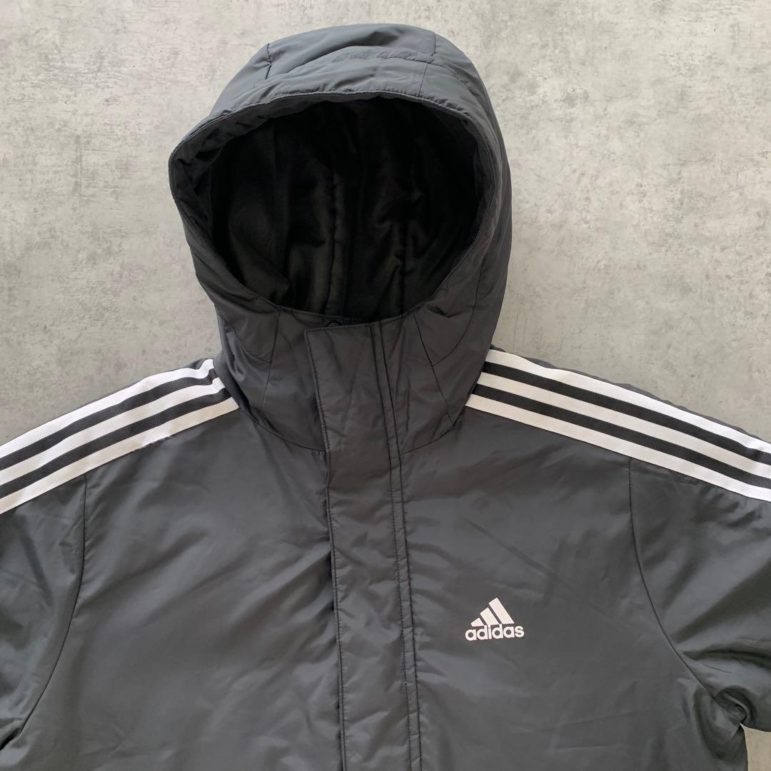 未使用✨アディダスadidas ブラック ベンチコート ストライプ