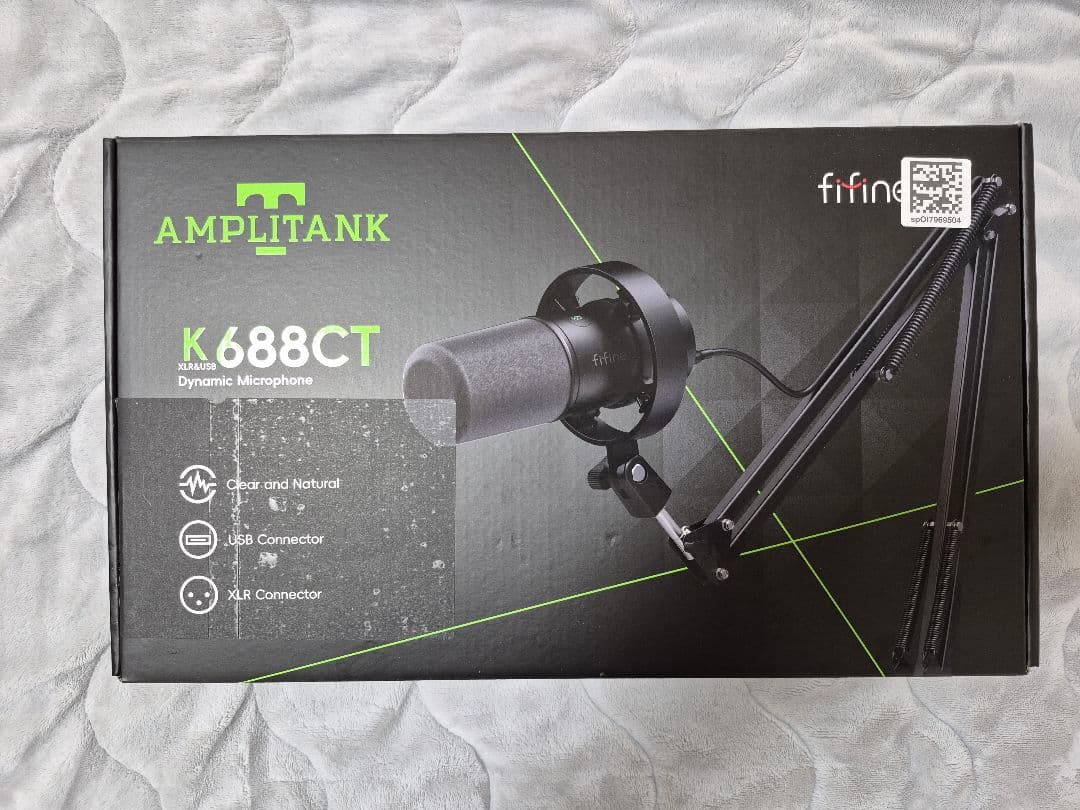 ◆未使用◆FIFINE K688CT ダイナミックマイク　ホワイト（アーム付き）