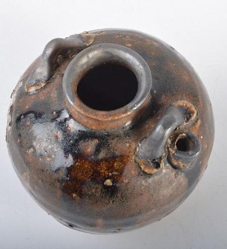 タイ古陶磁　スンコロク　宋胡録　褐色釉　双耳水滴