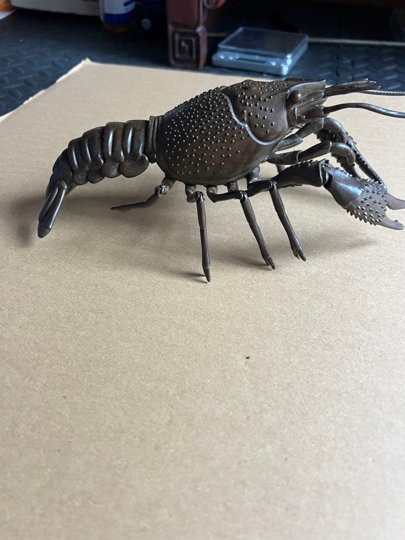 古銅 自在ロブスター 龍蝦 置物 長約27CM