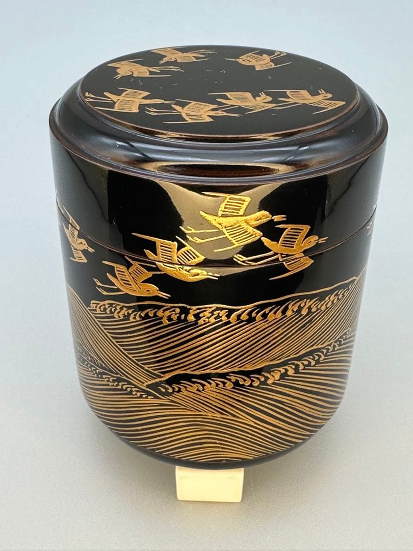 茶道具棗　辻石斎　波に千鳥　薬器