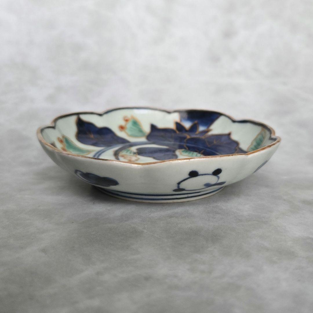 古伊万里　染付　小皿　なすび　豆皿　ナス　江戸時代　アンティーク　金継ぎ　金直し