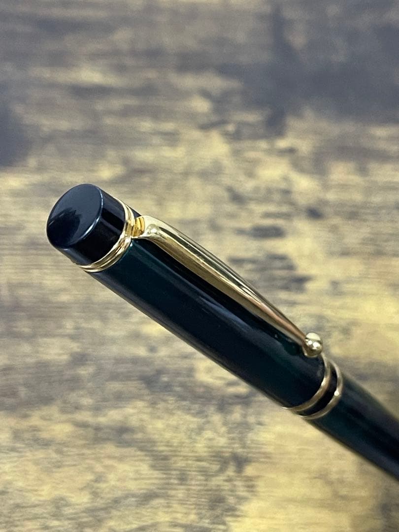 試筆のみ　1995年製　旧型　グランセ　14金　細字　グリーン　マーブル　万年筆