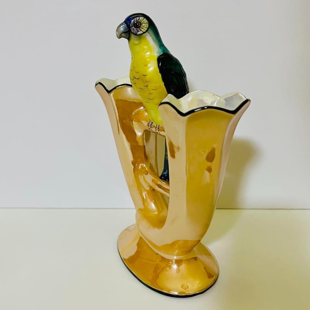 【オールドノリタケ/鳥/二輪挿し/花瓶】アールデコ/ラスター彩/フラワーベース