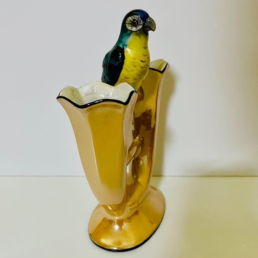 【オールドノリタケ/鳥/二輪挿し/花瓶】アールデコ/ラスター彩/フラワーベース