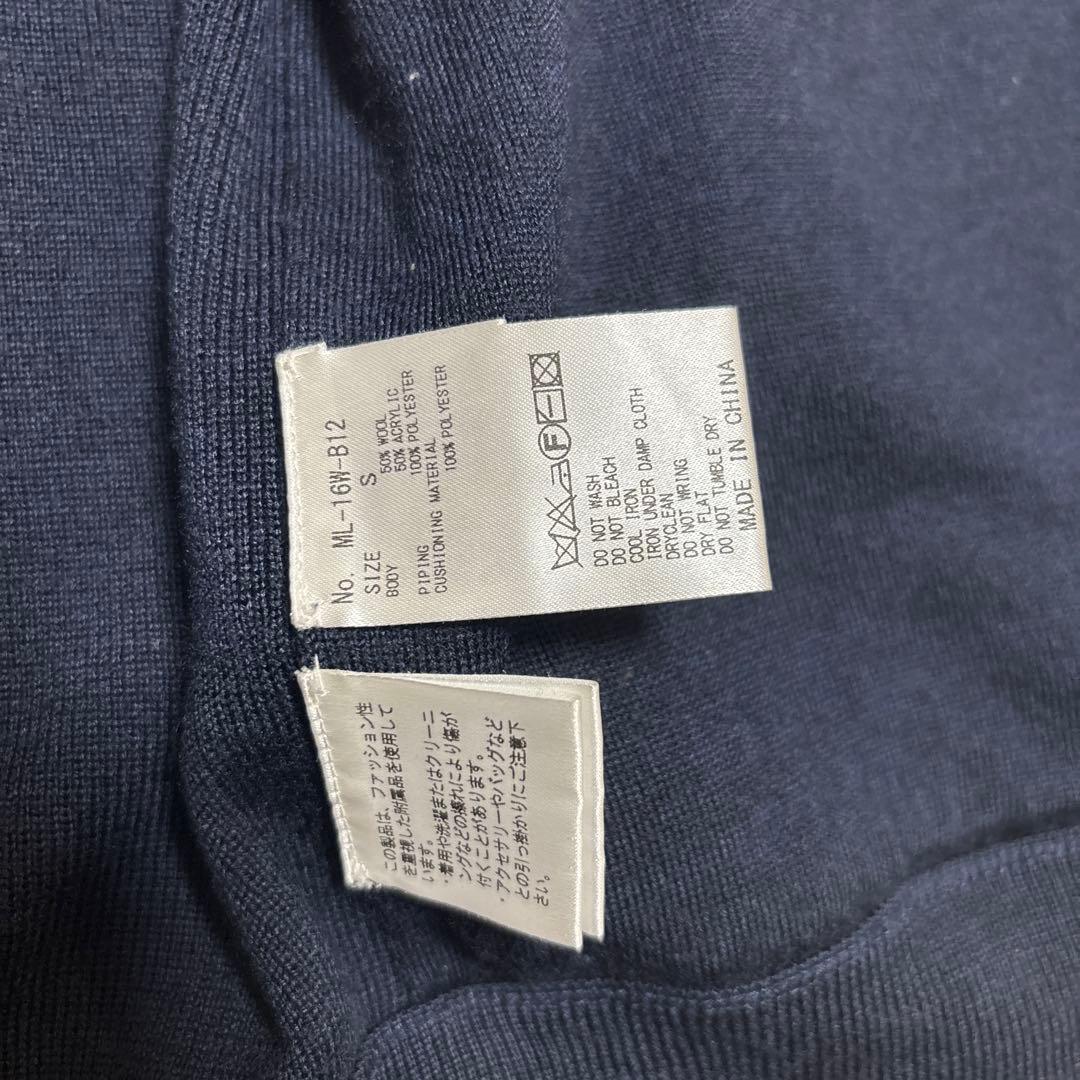 MARK & LONA ニット切替 ジップブルゾン S ネイビー ウール混