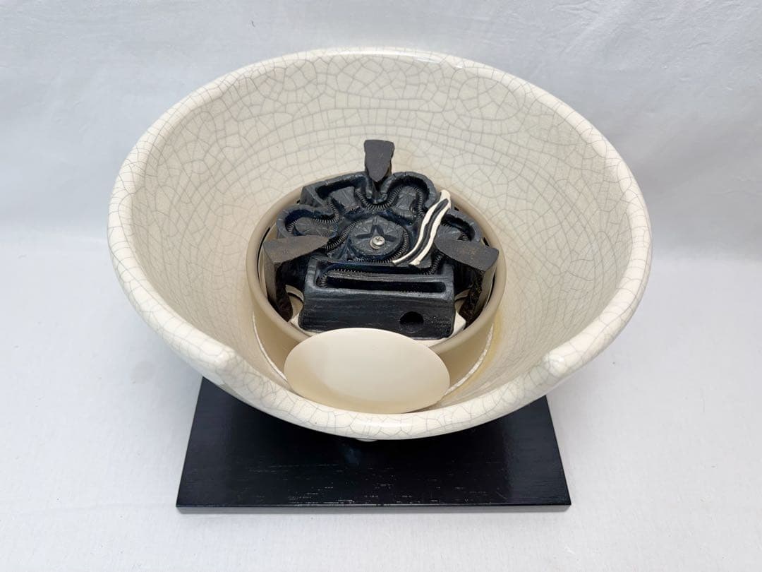 ほぼ未使用 茶道具 風炉型 電熱器 白さつま枇杷色紅鉢 野々田式 まえがわらけ箱