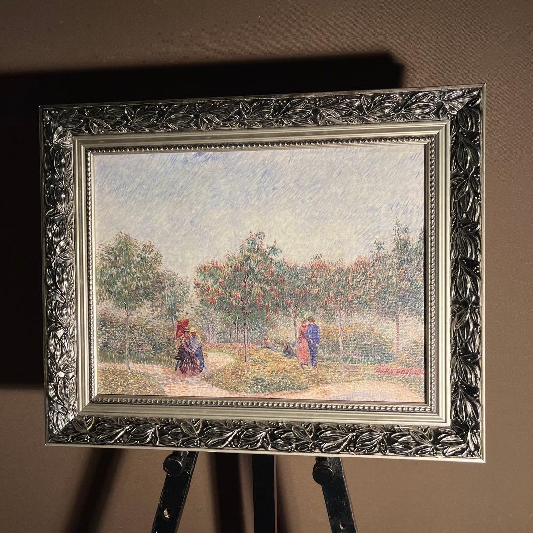 プリントアート ゴッホ サン・ピエール広場を散歩する恋人たち 額付き