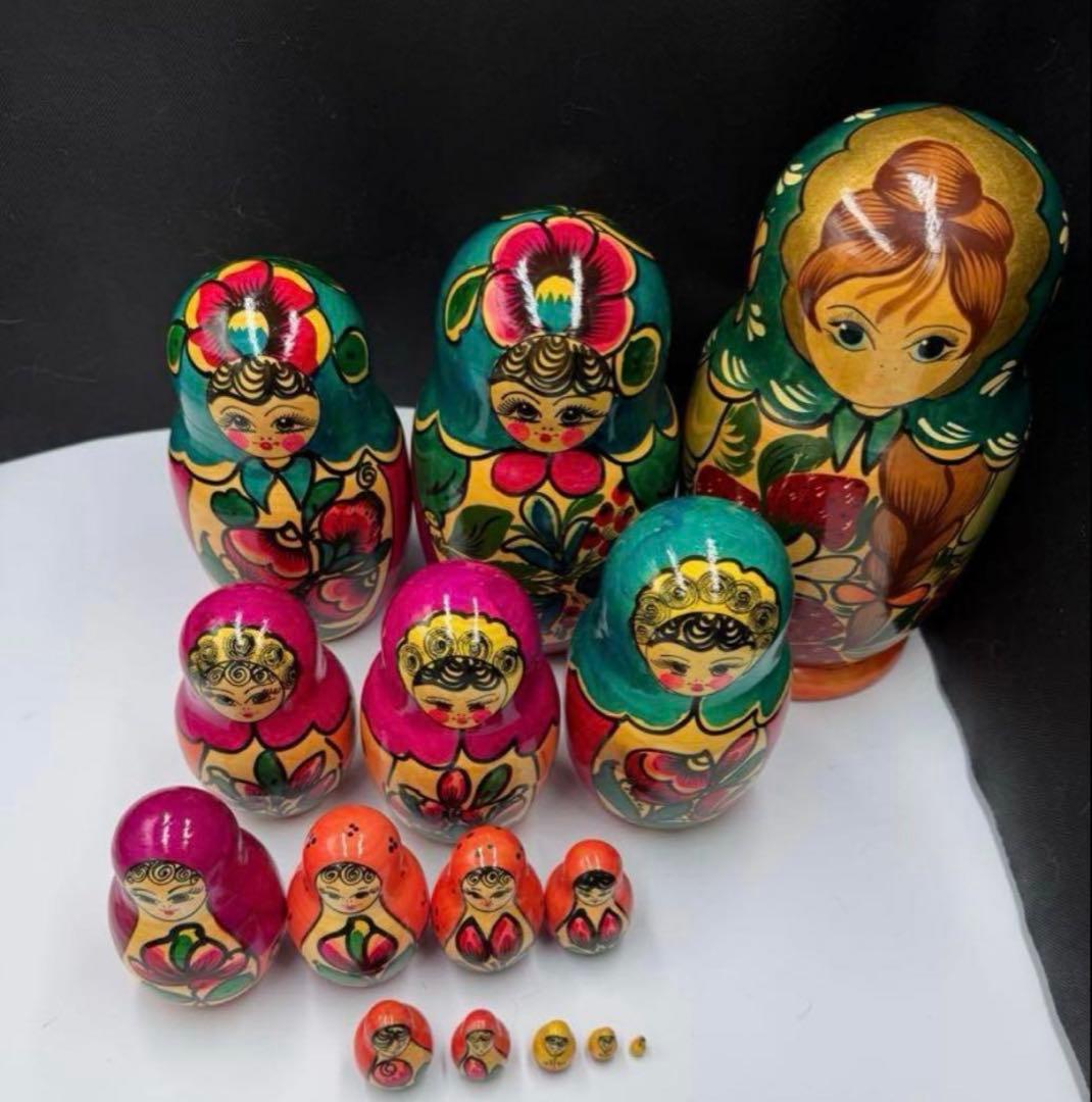 セール‼️ソビエト　アンティーク　マイダン地方　マトリョーシカ　15組　現状