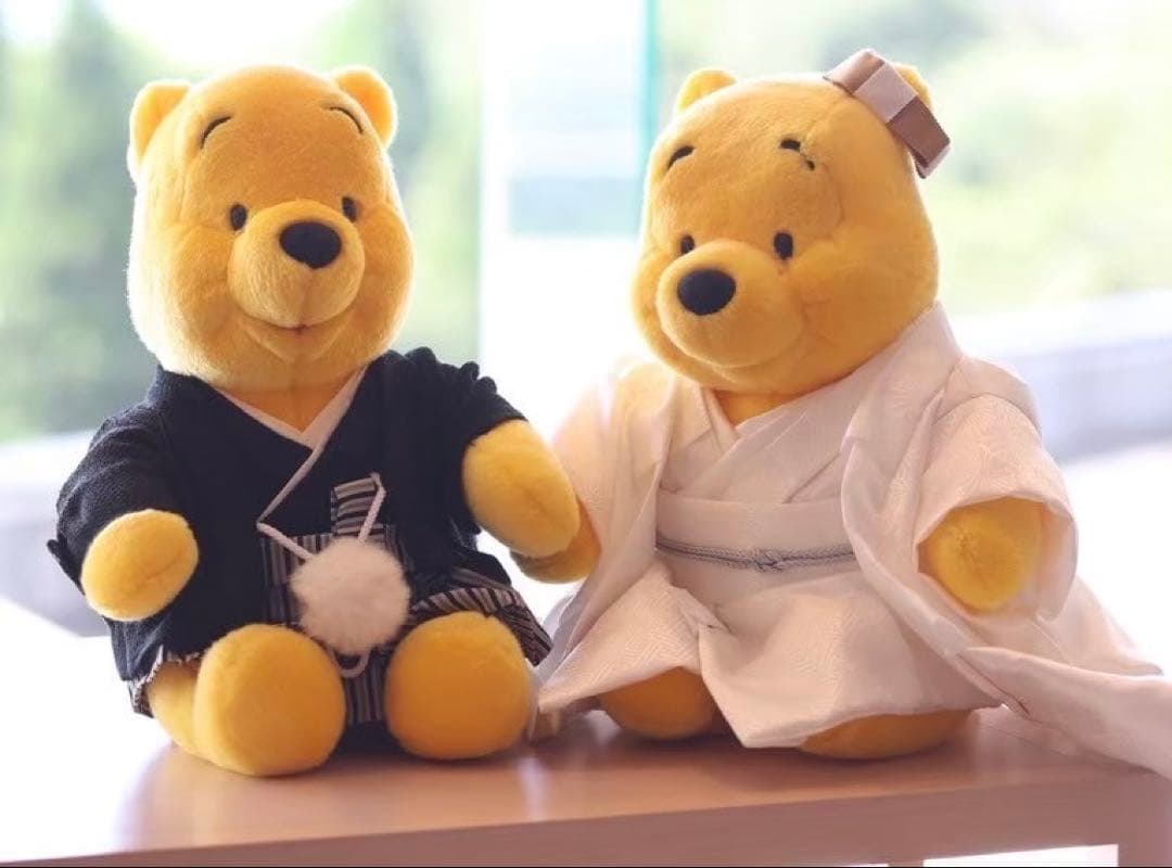 【くまのプーさん】和服ぬいぐるみ2体セット・和服はハンドメイド