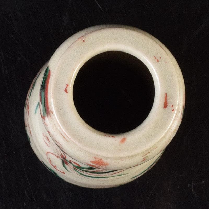 九谷焼　古九谷　赤絵花鳥文　花生　杓立　V　R9178