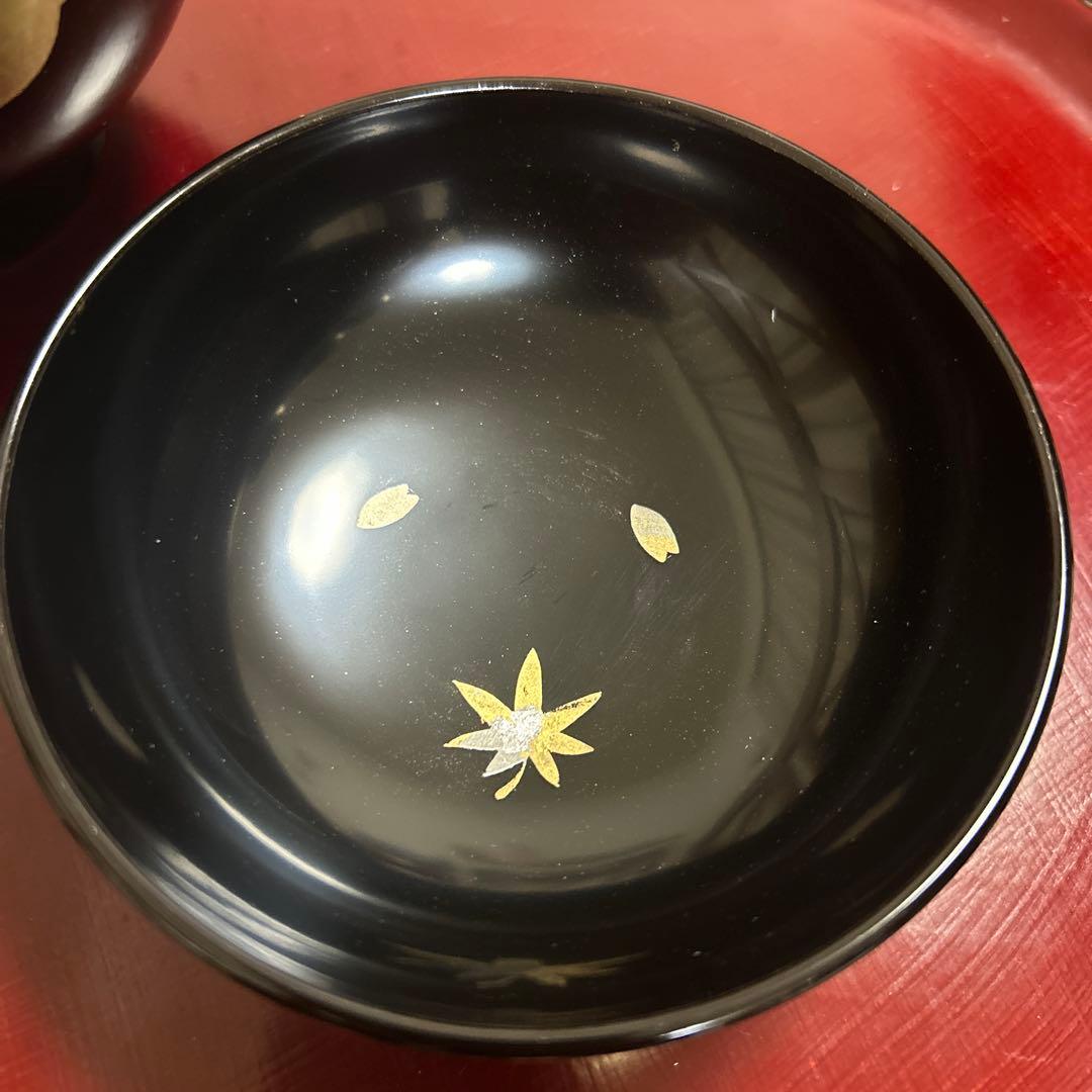 山中漆器　金箔　銀箔　蒔絵　吸物椀　5客　酢谷　伝統工芸　天然木