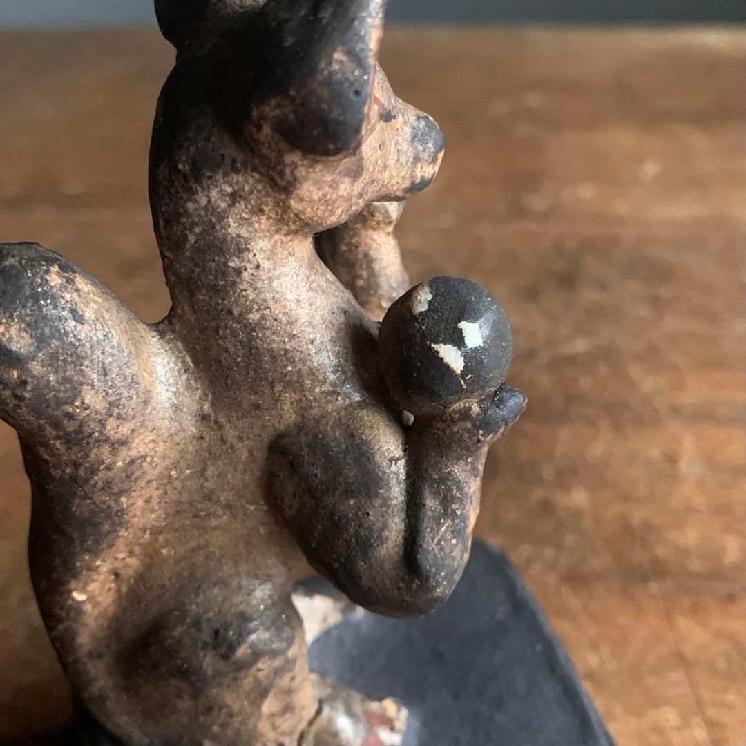 古い 土人形 お稲荷さん No.2 古道具 アンティーク オブジェ 狐