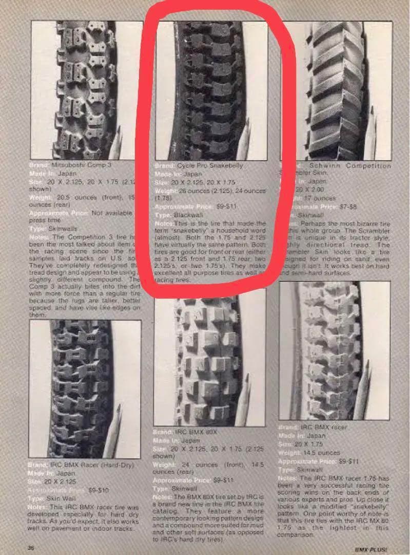 old BMX ブロックタイヤ 20 2.125 snakebelly