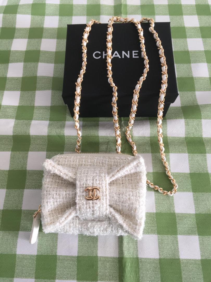 箱付き/白/ツイード ミニバッグ ミニウォレット