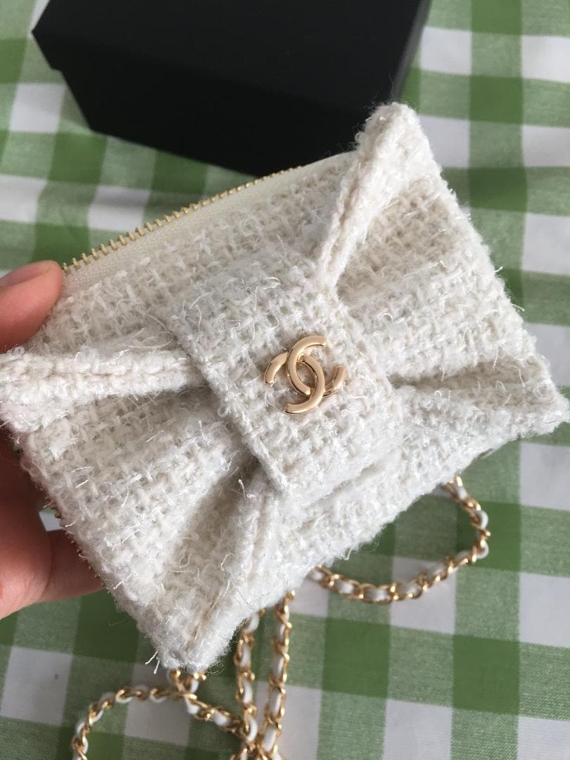 箱付き/白/ツイード ミニバッグ ミニウォレット