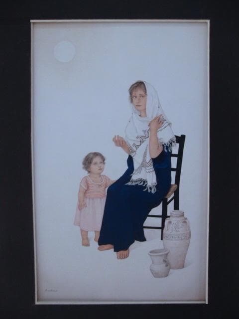 栗原喜依子、【静かな日・夏】、希少な額装用画集より、新品額装付