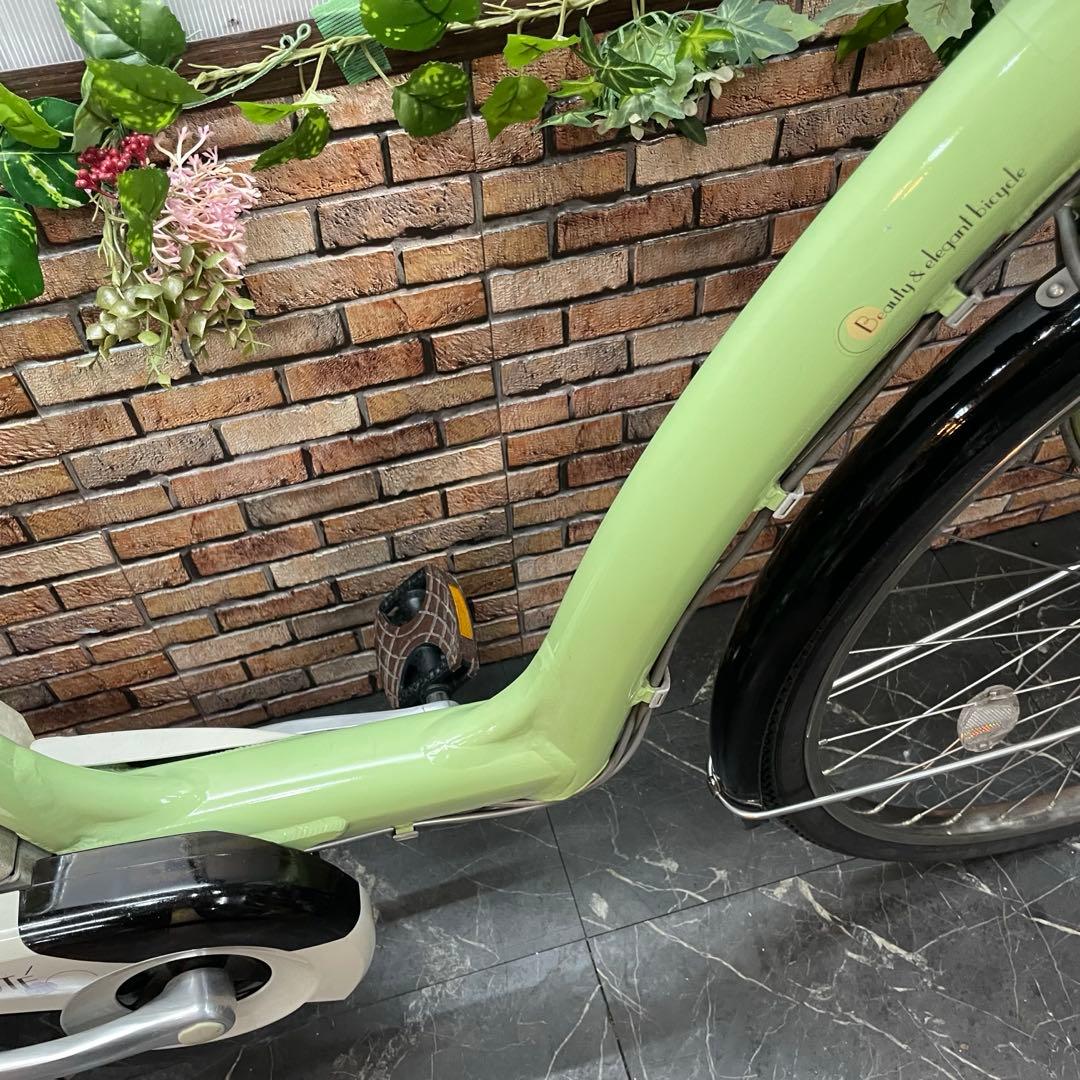 【65】電動自転車 ブリヂストン BEAUTE ボーテ 黄緑 3人乗り対応