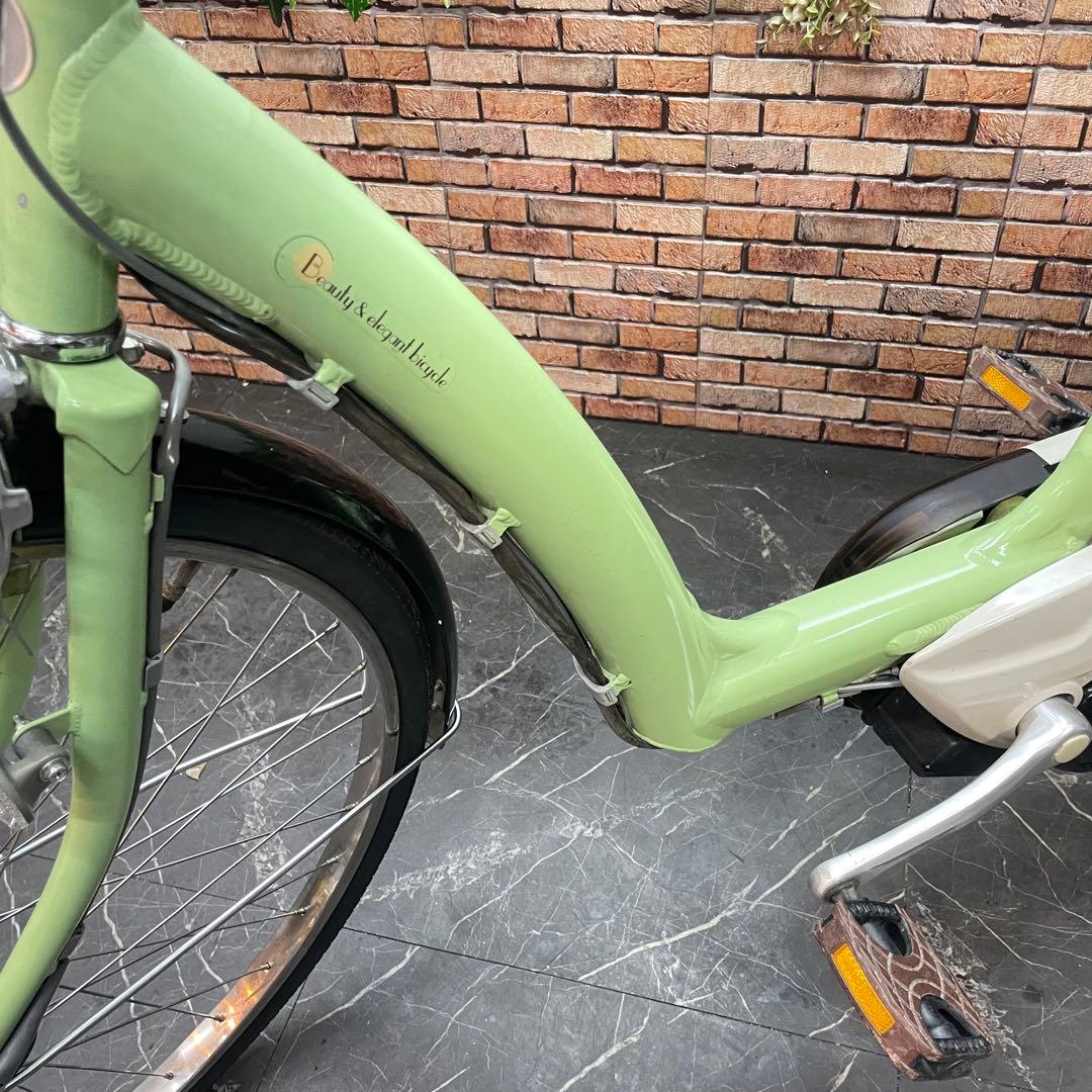 【65】電動自転車 ブリヂストン BEAUTE ボーテ 黄緑 3人乗り対応