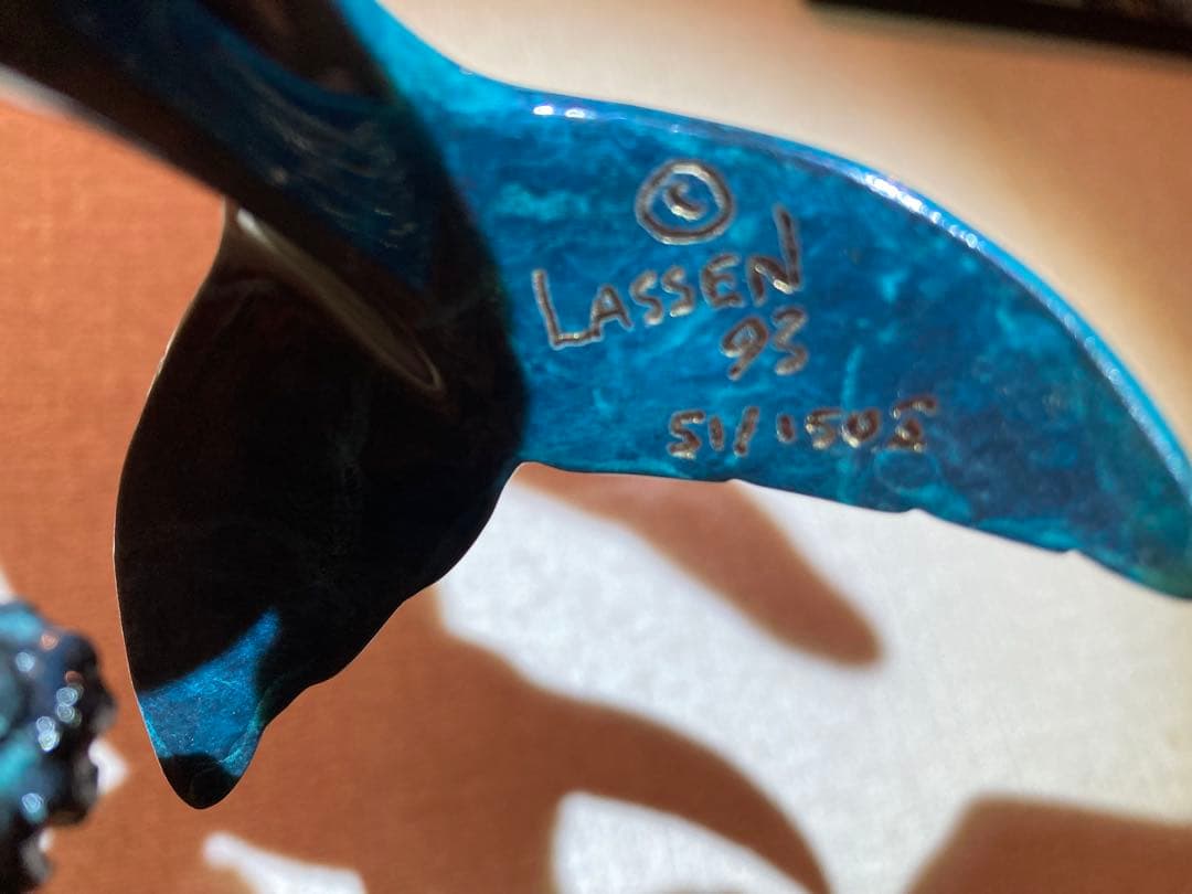 【美品・作品保証書有り】クリスチャン・リース・ラッセン　クジラの彫刻