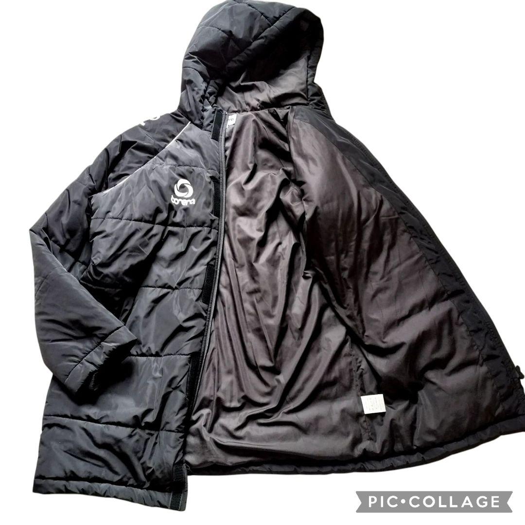 【美品】ボネーラ ロングベンチコート XL 中綿 黒 BC013 防寒 サッカー