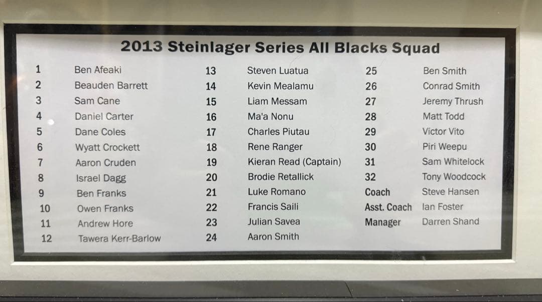 2013年 ALL BLACKS 直筆サイン入り