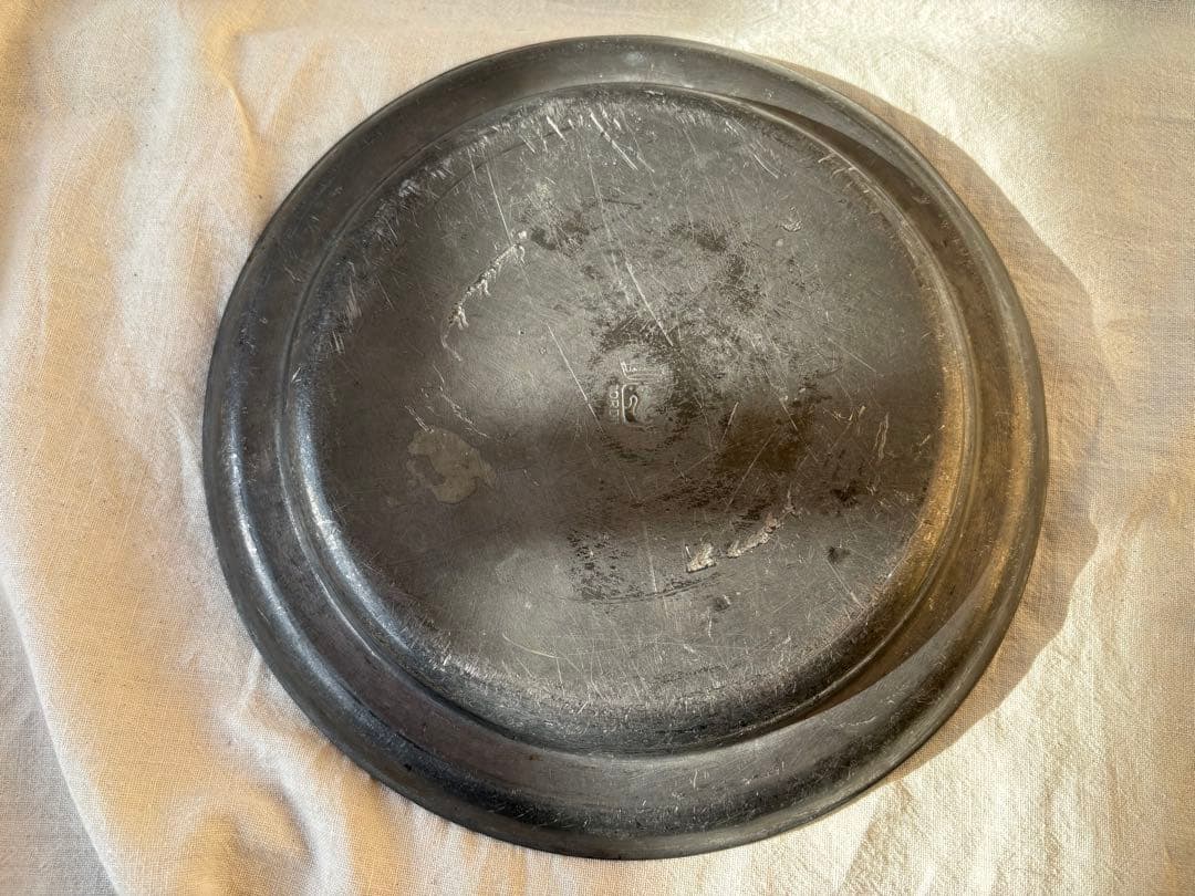 フランスアンティーク　ピューター　皿　丸皿　エタン製
