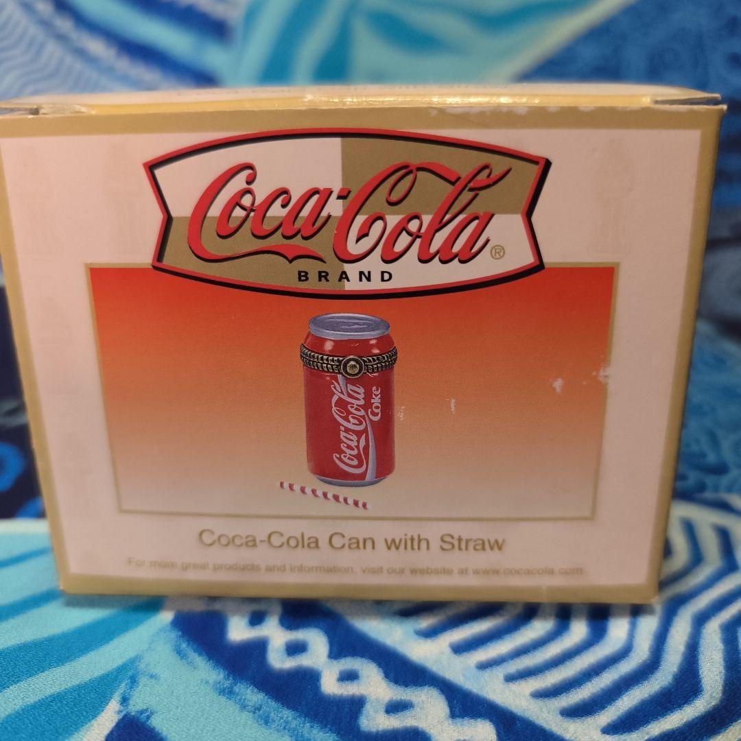 Coca-Cola ミニチュア缶 ストロー付き　ヒンジボックス