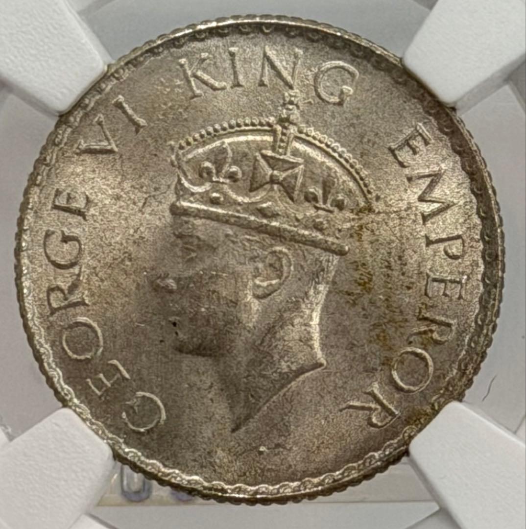 1940年インド ジョージ6世 1/4ルピー NGC高鑑定