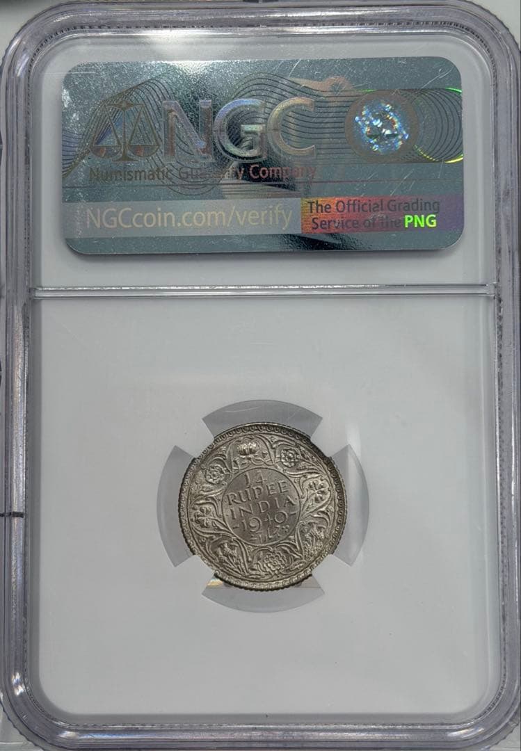 1940年インド ジョージ6世 1/4ルピー NGC高鑑定