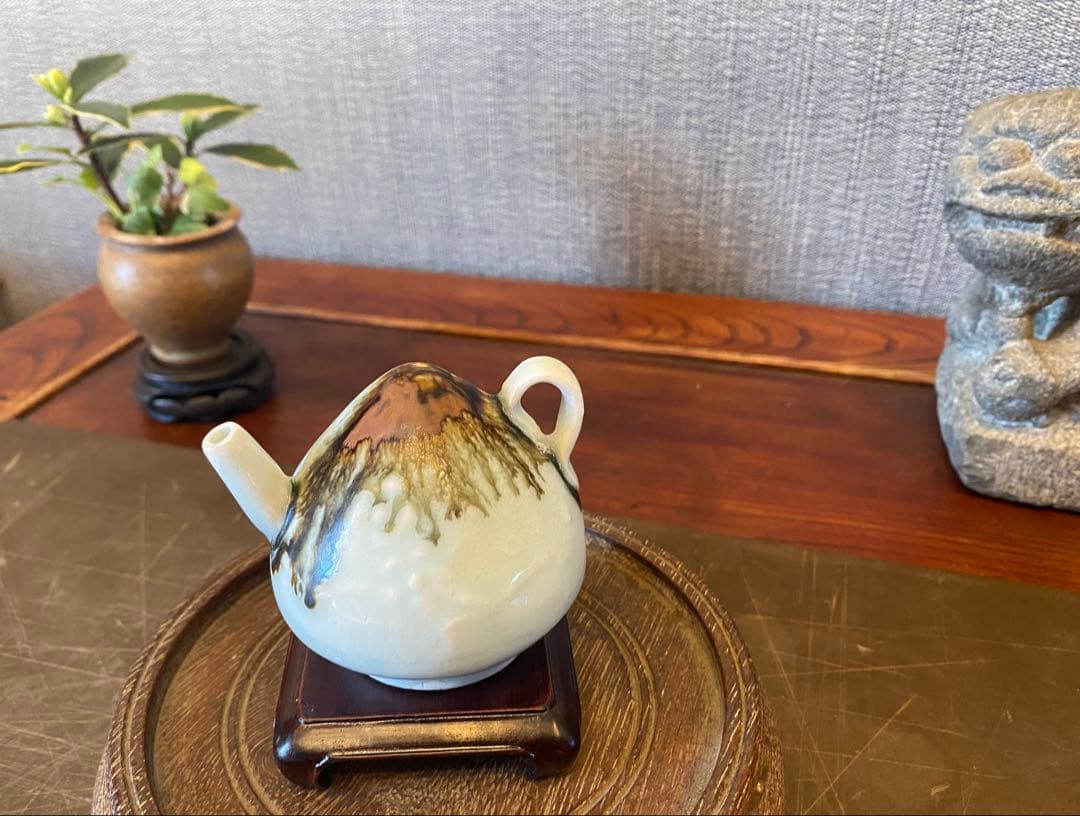 李朝　水滴　梅花　鑑賞台付　一輪挿し ヴィンテージ　レア