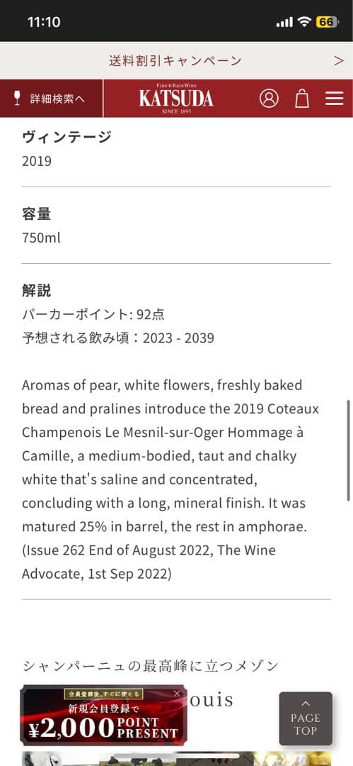 コトー シャンプノワ ブラン オマージュ ア カミーユ 2019 ルイロデレール