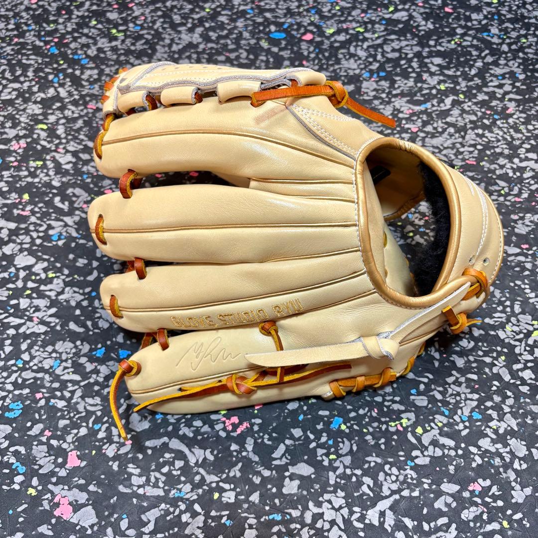 RYUリュウ 軟式硬式兼用 グローブ クリーム 内野用 内野手用 ゴールドヘリ革