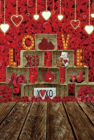 背景布【ハートO】サンプル　ペット撮影用フォトブース　バレンタインデー　縦長